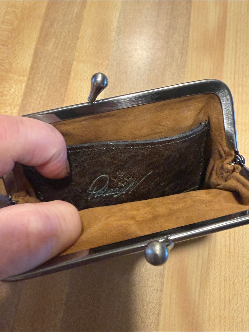 Patricia Nash Turquoise and Brown Floral Embossed Coin Purse with Keyring - Picture 2 of 4